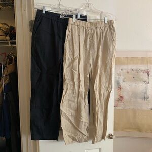 Lot of 2 Quince Linen Straight Leg Cropped Pant